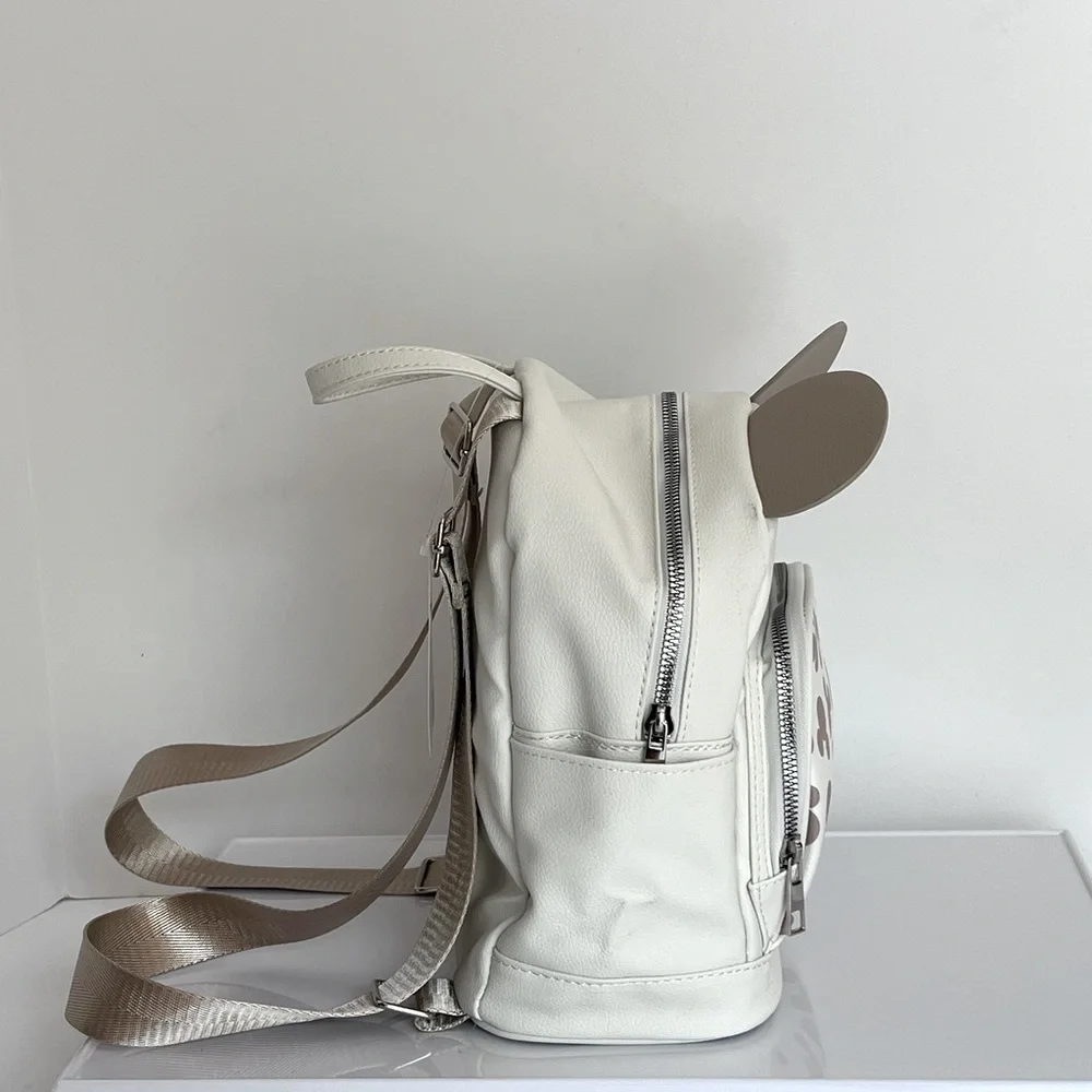Adorable Khaki and Cream Mickey Mouse Backpack with Iconic Ears.  New with Tags. - Picture 4 of 14